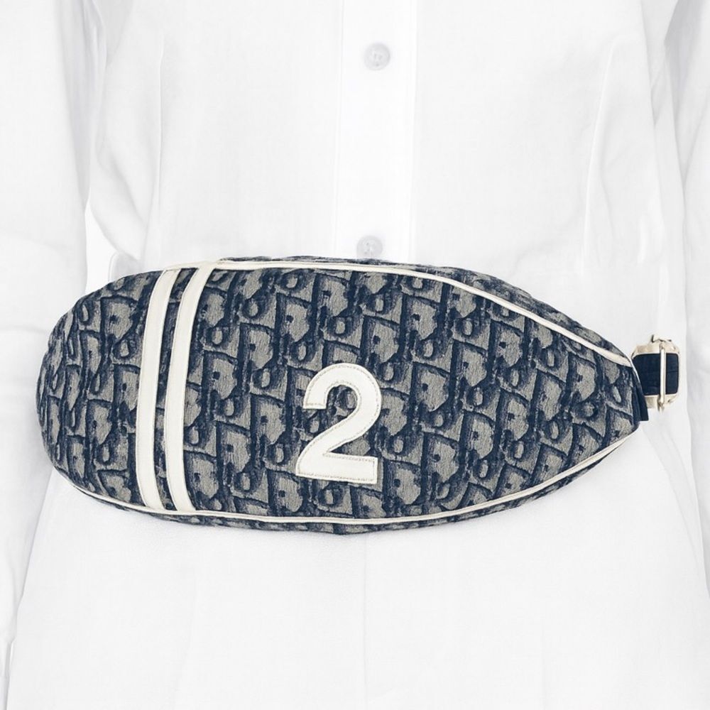 CHRISTIAN DIOR Vintage 2003 Navy Blue Trotter  Nylon Belt Bag